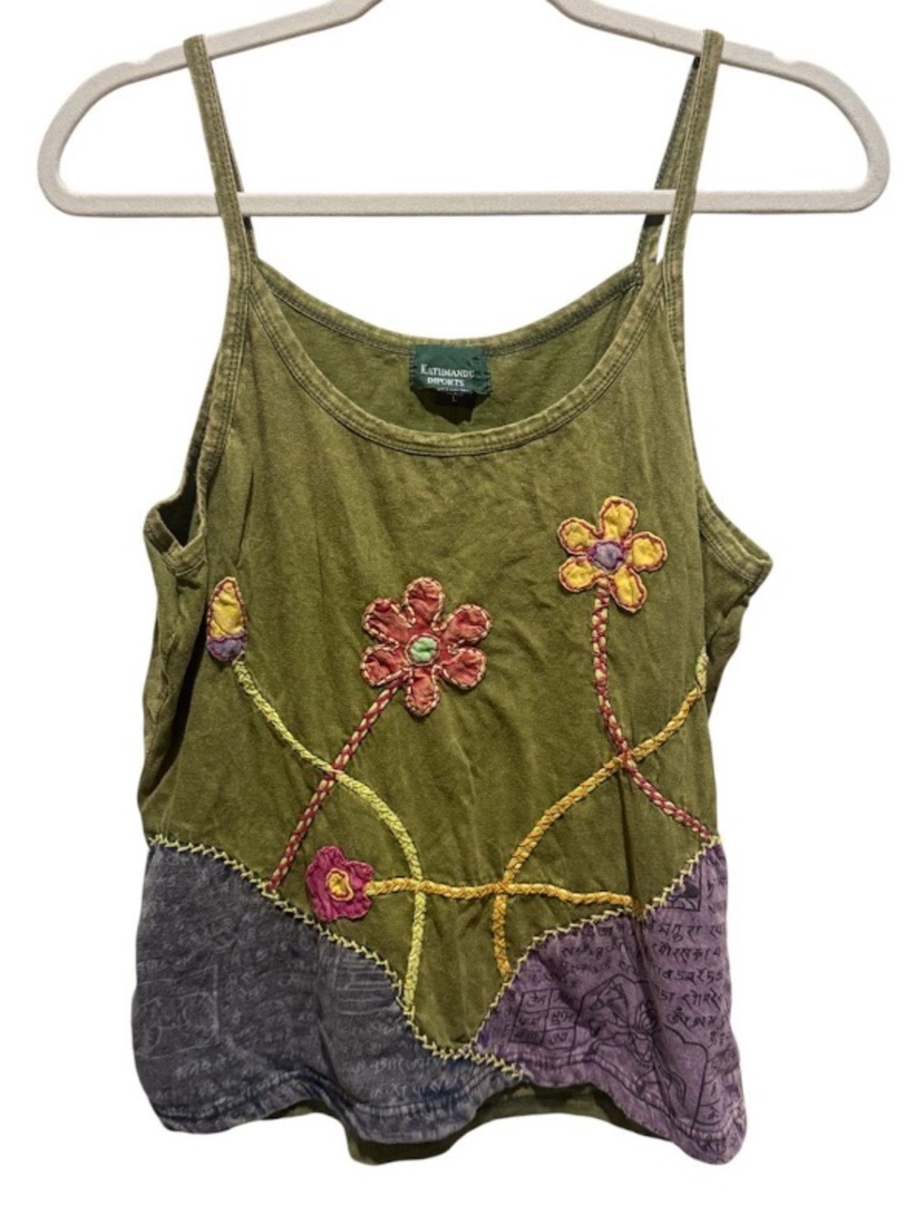Kathmandu Importa Olive Green Floral Embroidered Tank